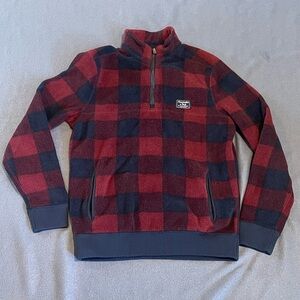 Abercrombie Fitch Fleece 1/4 zip‎ jacket mens size small red/blue pre-owned